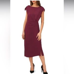 halogen wine asymmetrical shoulder dress M